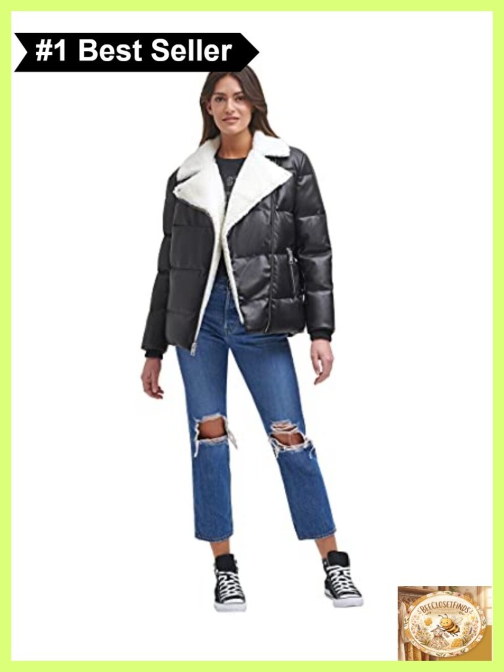Faux Fur Trimmed Quilted Puffer Jacket Long Sleeve Stand Up Collar